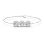 Three Stone Halo Lab Grown Diamond Bracelet