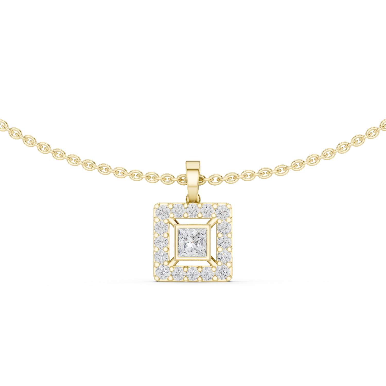 Princess Cut Lab Diamond Halo Pendant