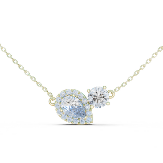 Dual Stone Lab Diamond Pendant With Halo Setting