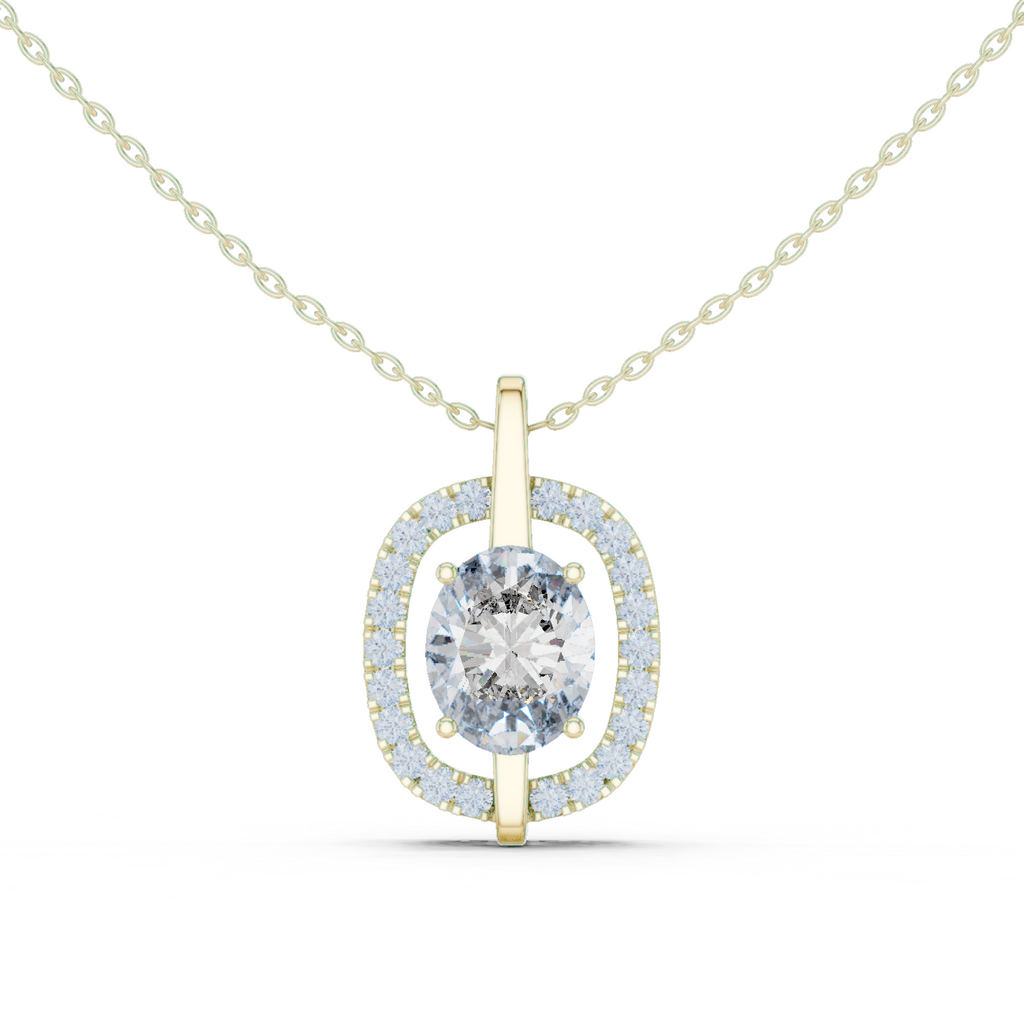 Oval Cut Lab Diamond Pendant With Halo Setting