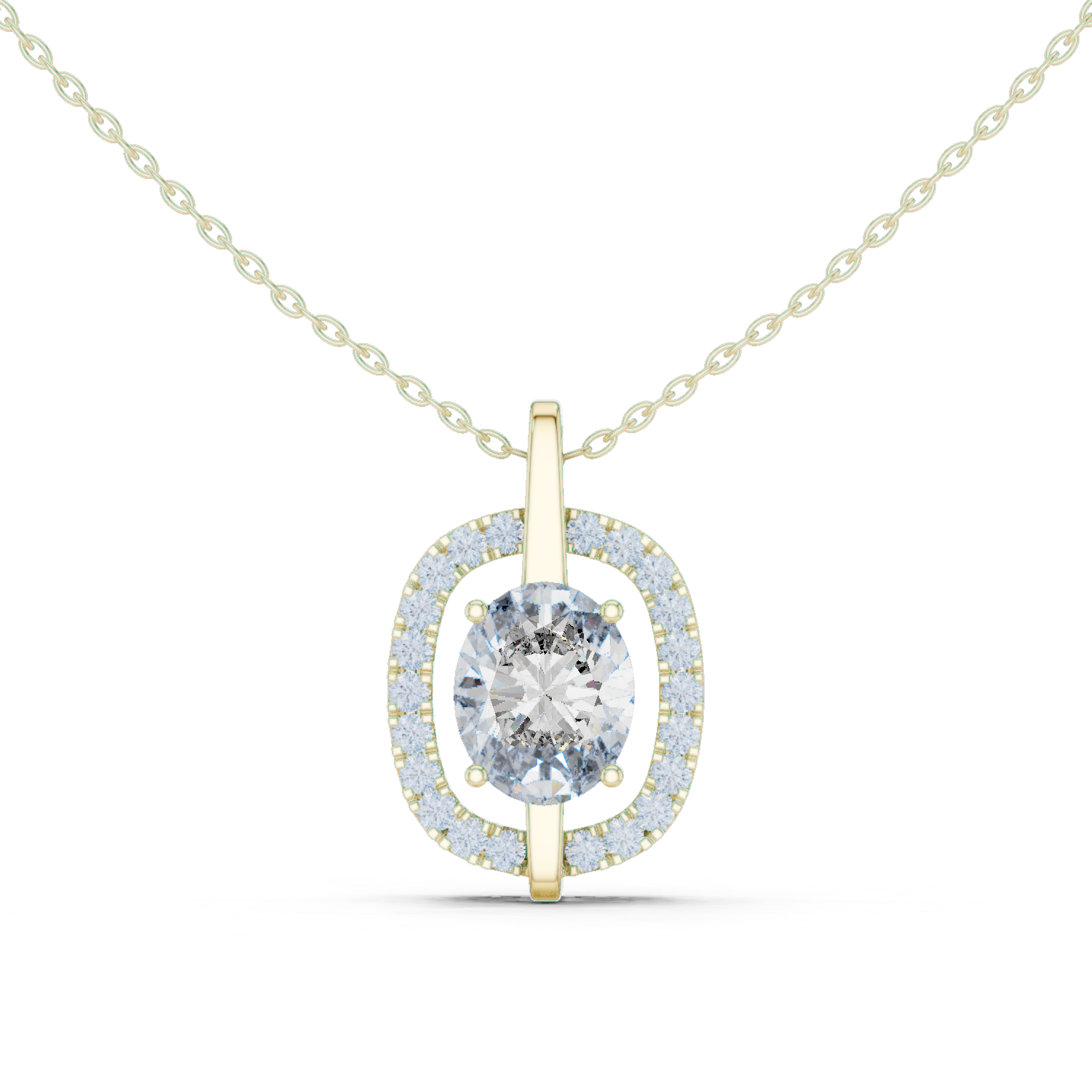 Oval Cut Lab Diamond Pendant With Halo Setting