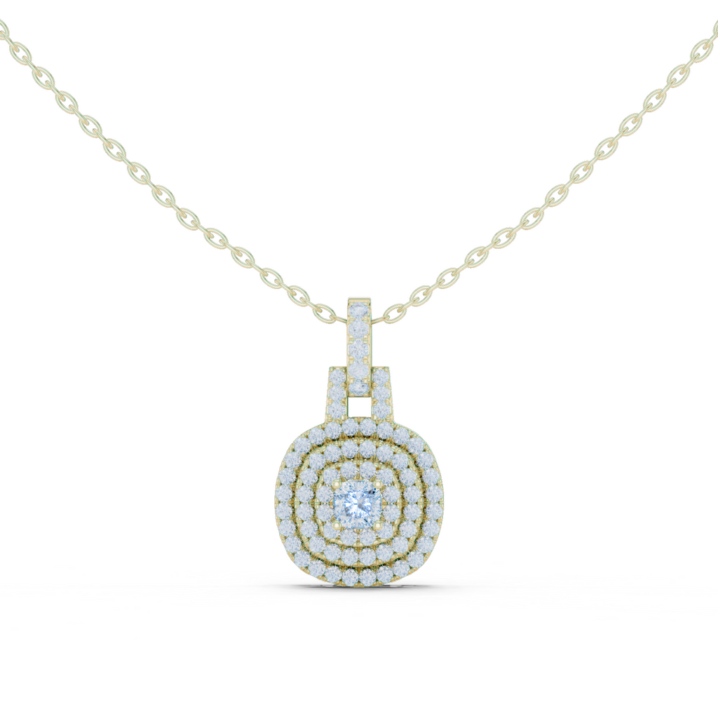 Vintage Halo Cushion Cut Lab Diamond Pendant