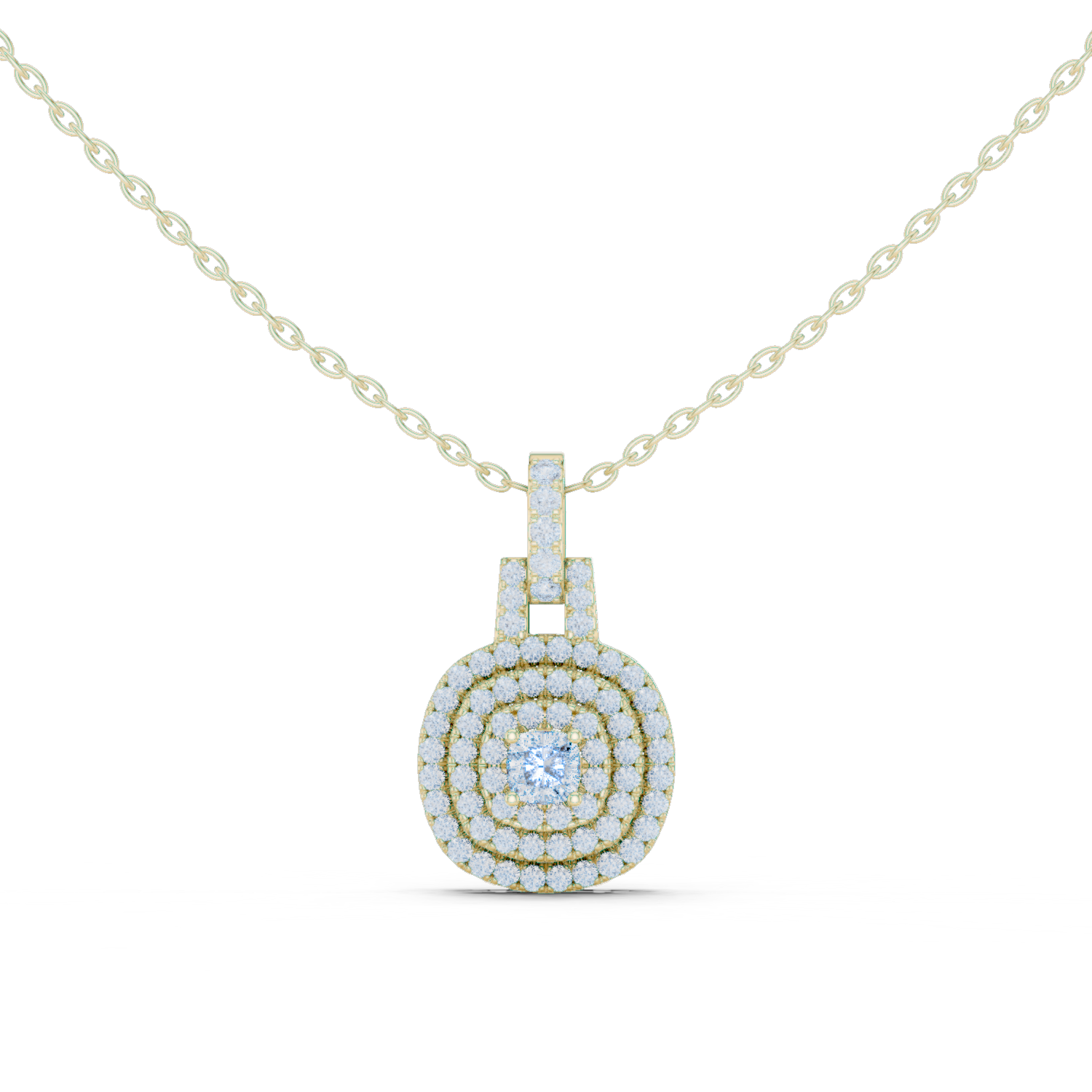 Vintage Halo Cushion Cut Lab Diamond Pendant