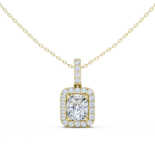 3 Carat Cushion Lab Diamond Halo Pendant