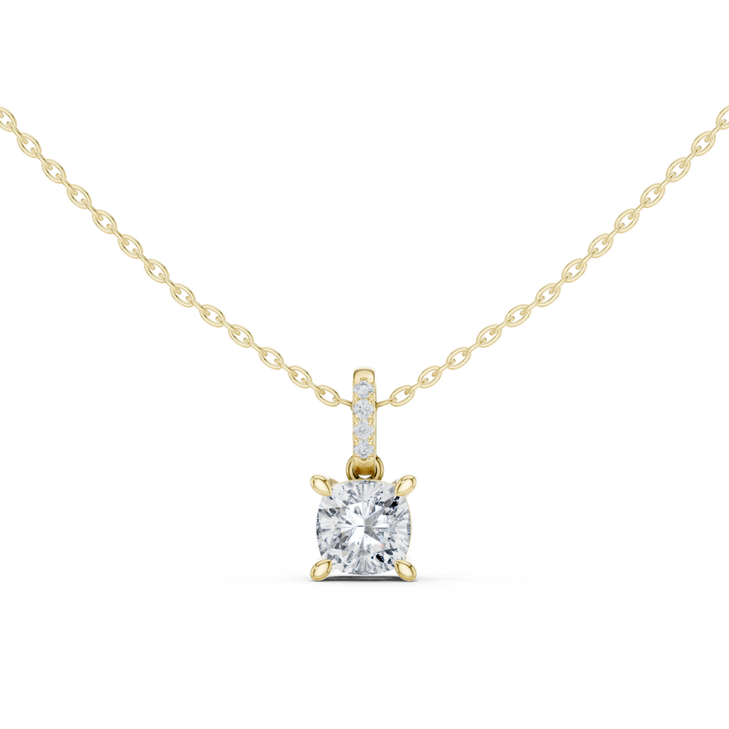 1.50 Carat Cushion Cut Solitaire Lab Diamond Pendant