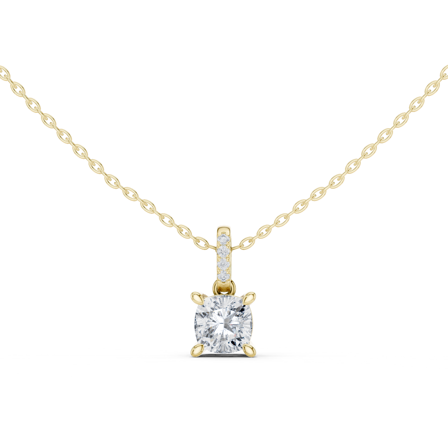 1.50 Carat Cushion Cut Solitaire Lab Diamond Pendant