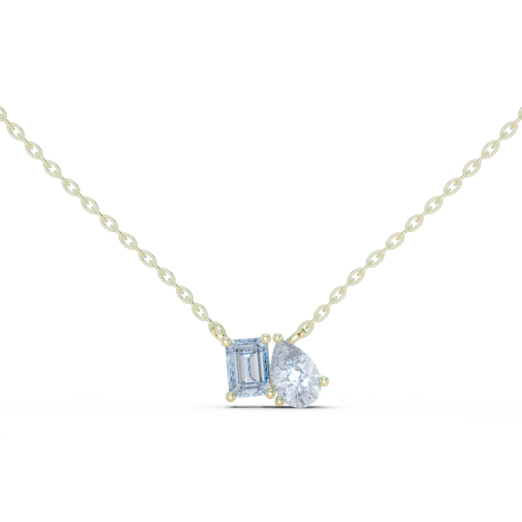 Pear And Emerald Cut Lab Diamond Solitaire Pendant