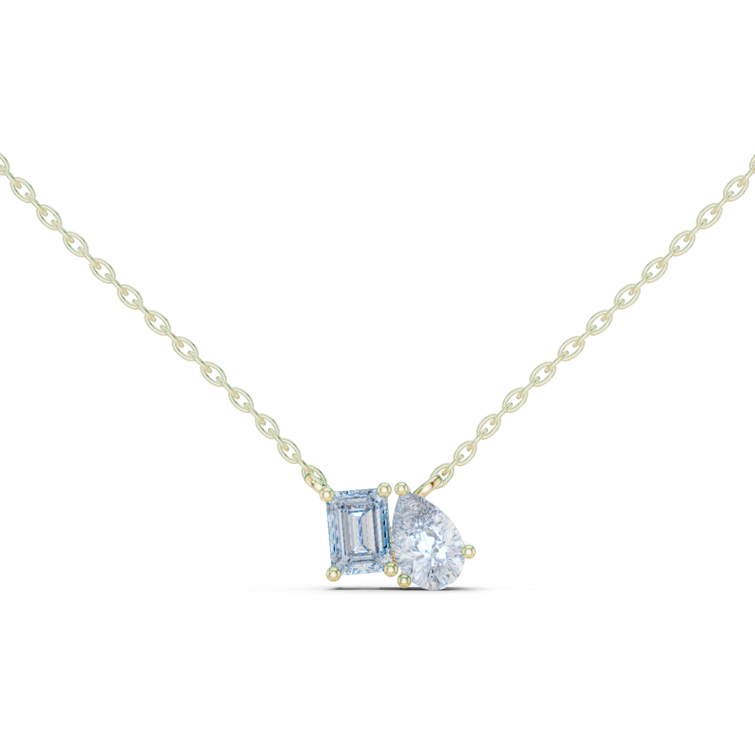 Pear And Emerald Cut Lab Diamond Solitaire Pendant