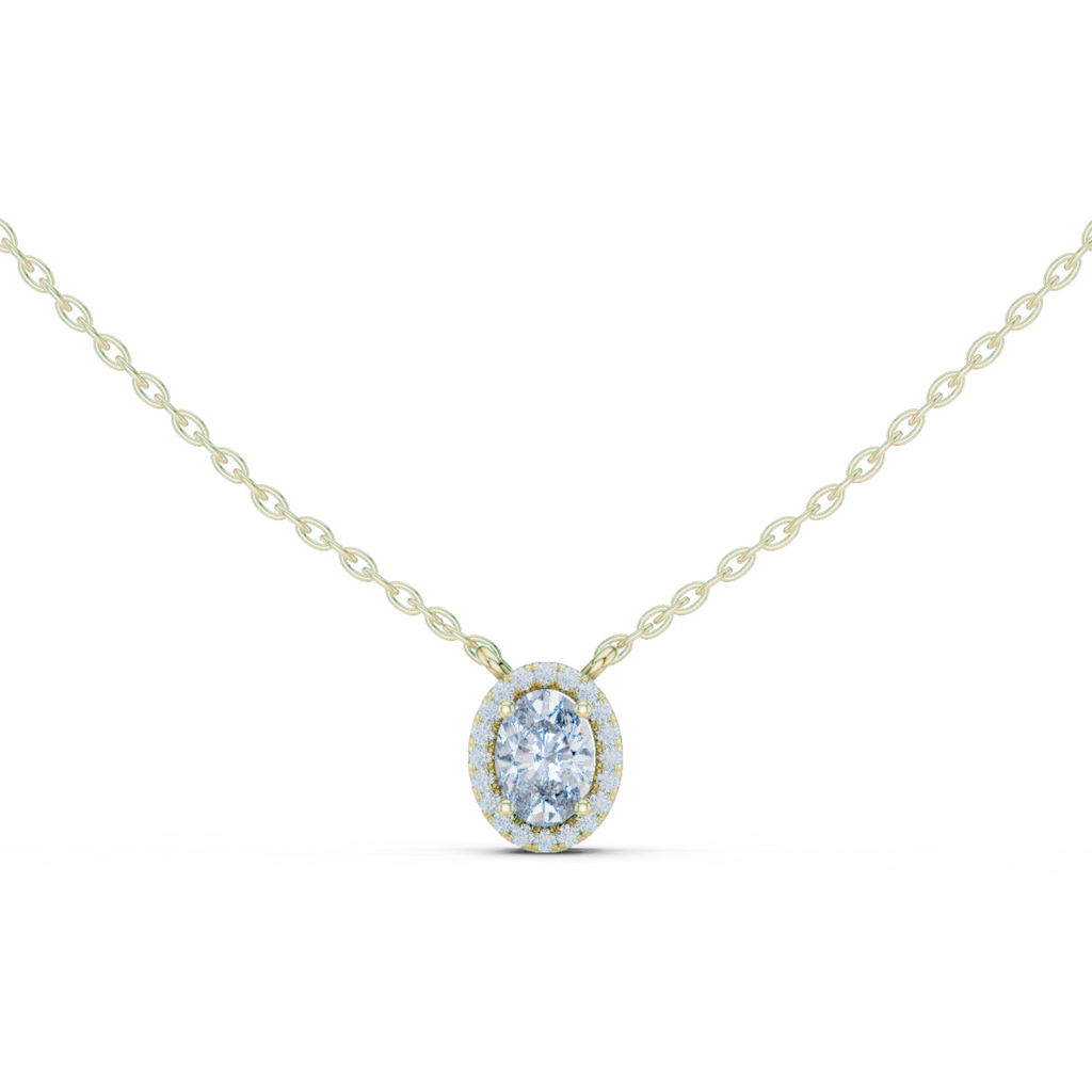 Fancy Oval Cut Halo Lab Diamond Pendant