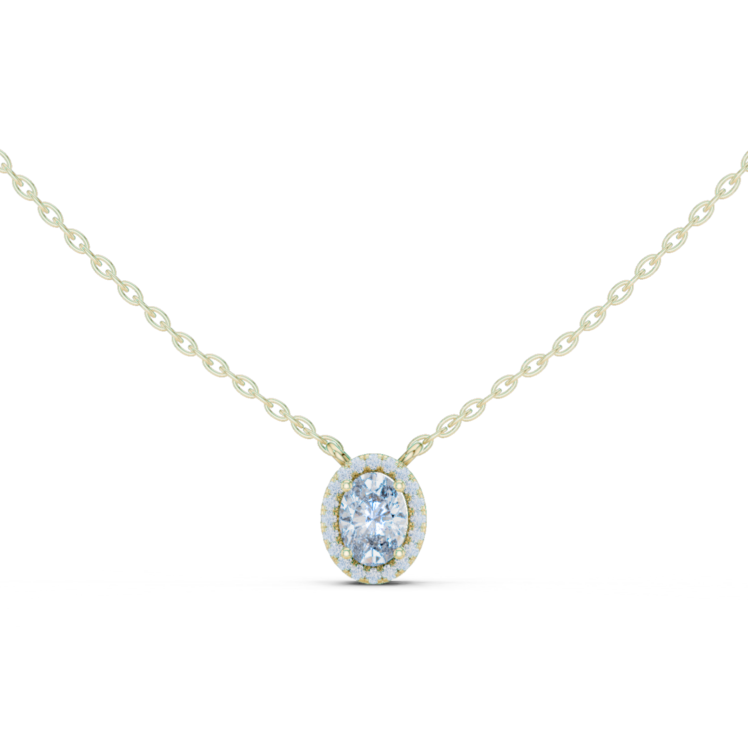 Fancy Oval Cut Halo Lab Diamond Pendant
