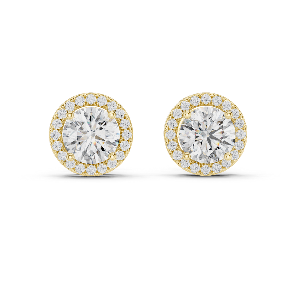 2.50 Carat Round Cut Diamond Halo Stud Earrings