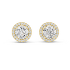 2.50 Carat Round Cut Diamond Halo Stud Earrings