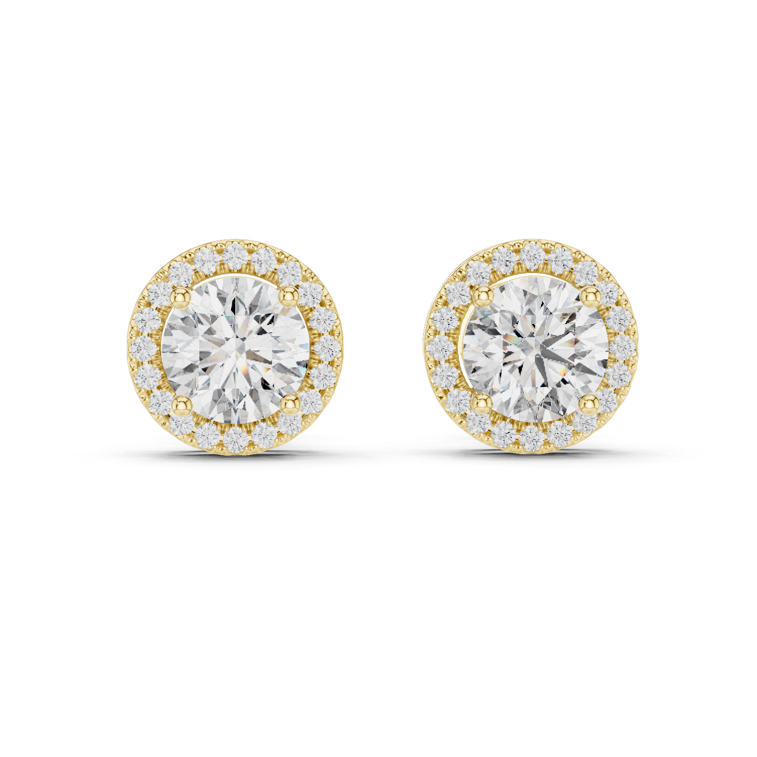 2.50 Carat Round Cut Diamond Halo Stud Earrings