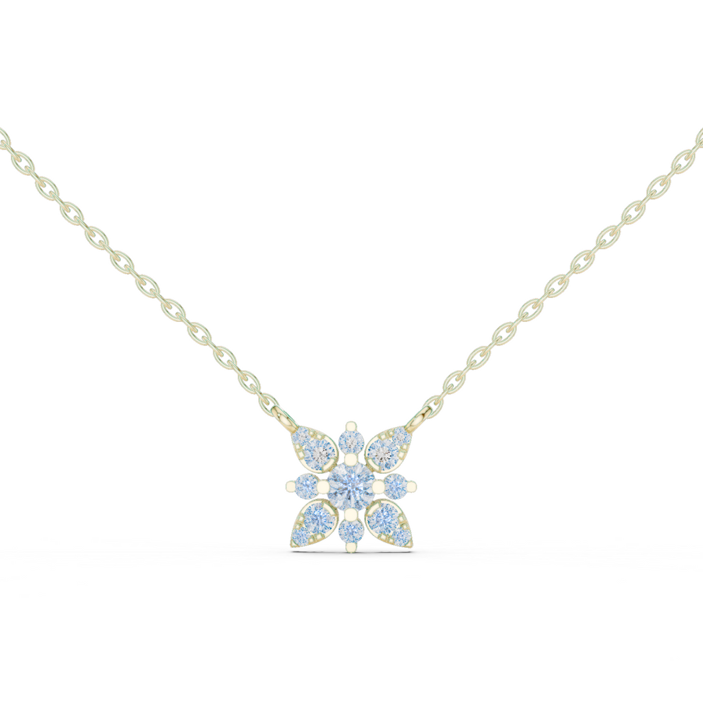 Round Lab Diamond Studded Flower Pendant