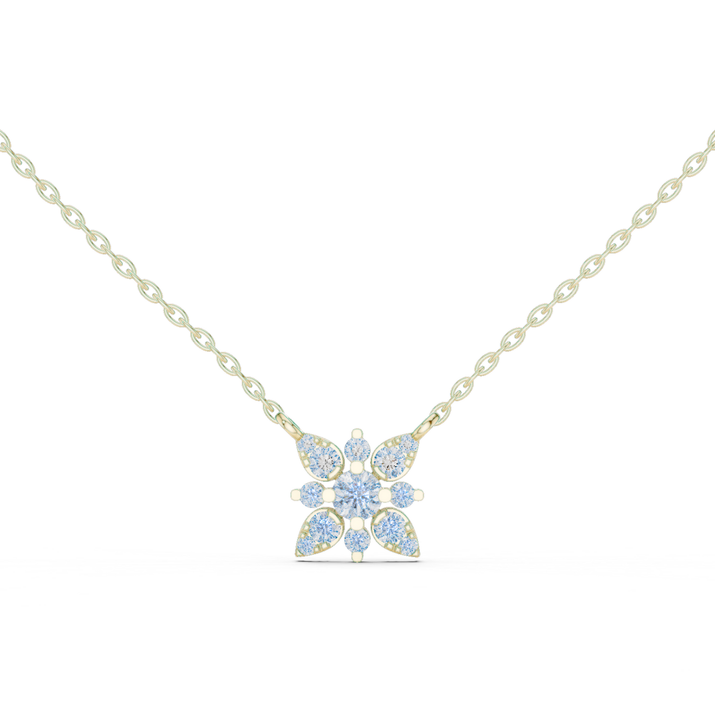 Round Lab Diamond Studded Flower Pendant
