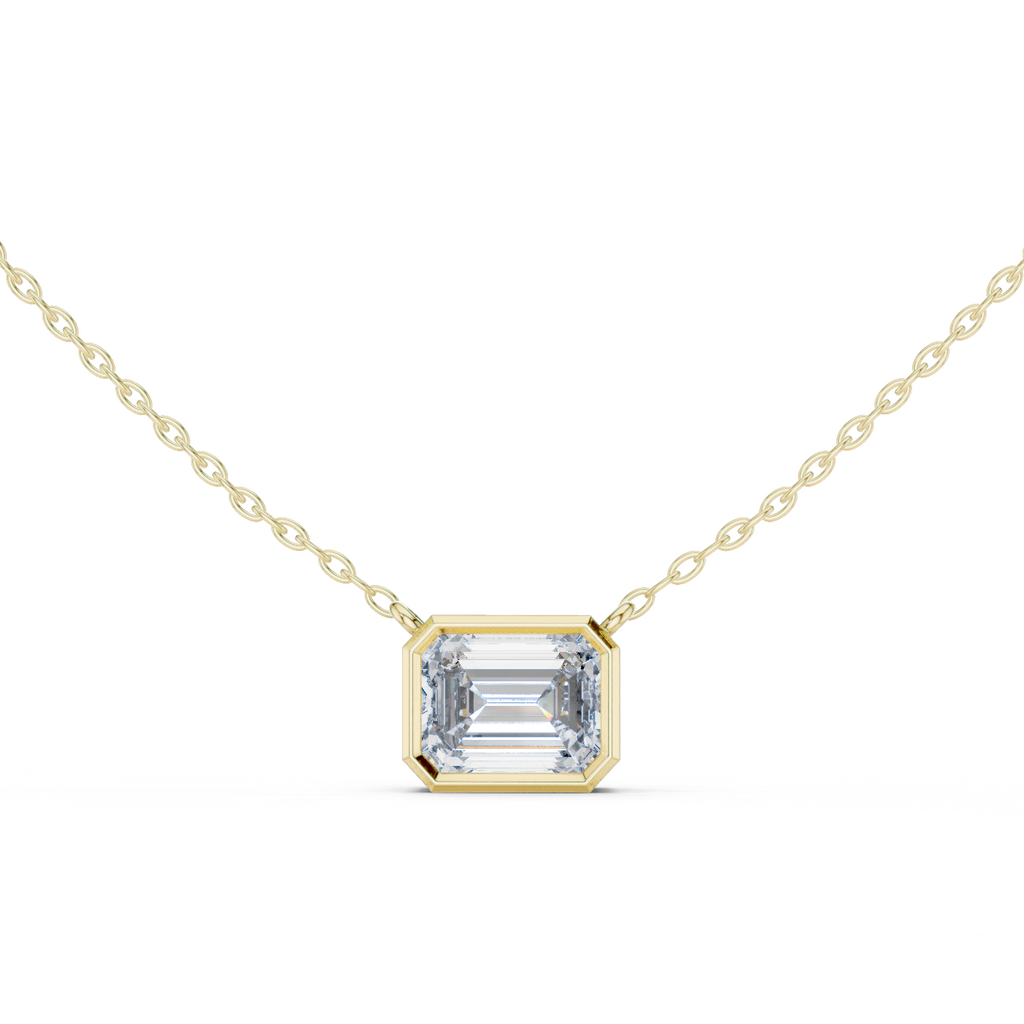 2.50 Carat Emerald Cut Lab Diamond Bezel Set Pendant