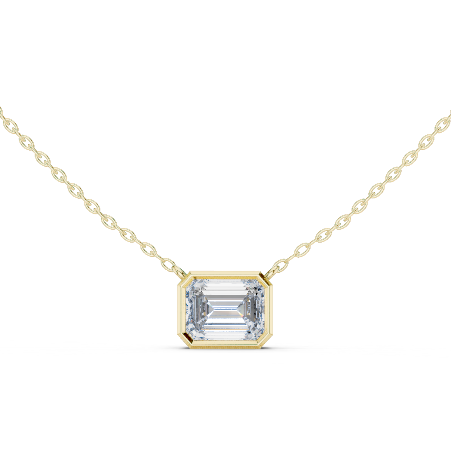 2.50 Carat Emerald Cut Lab Diamond Bezel Set Pendant