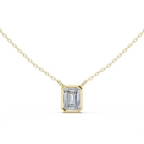 Bezel Set Emerald lab Diamond Solitaire Pendant