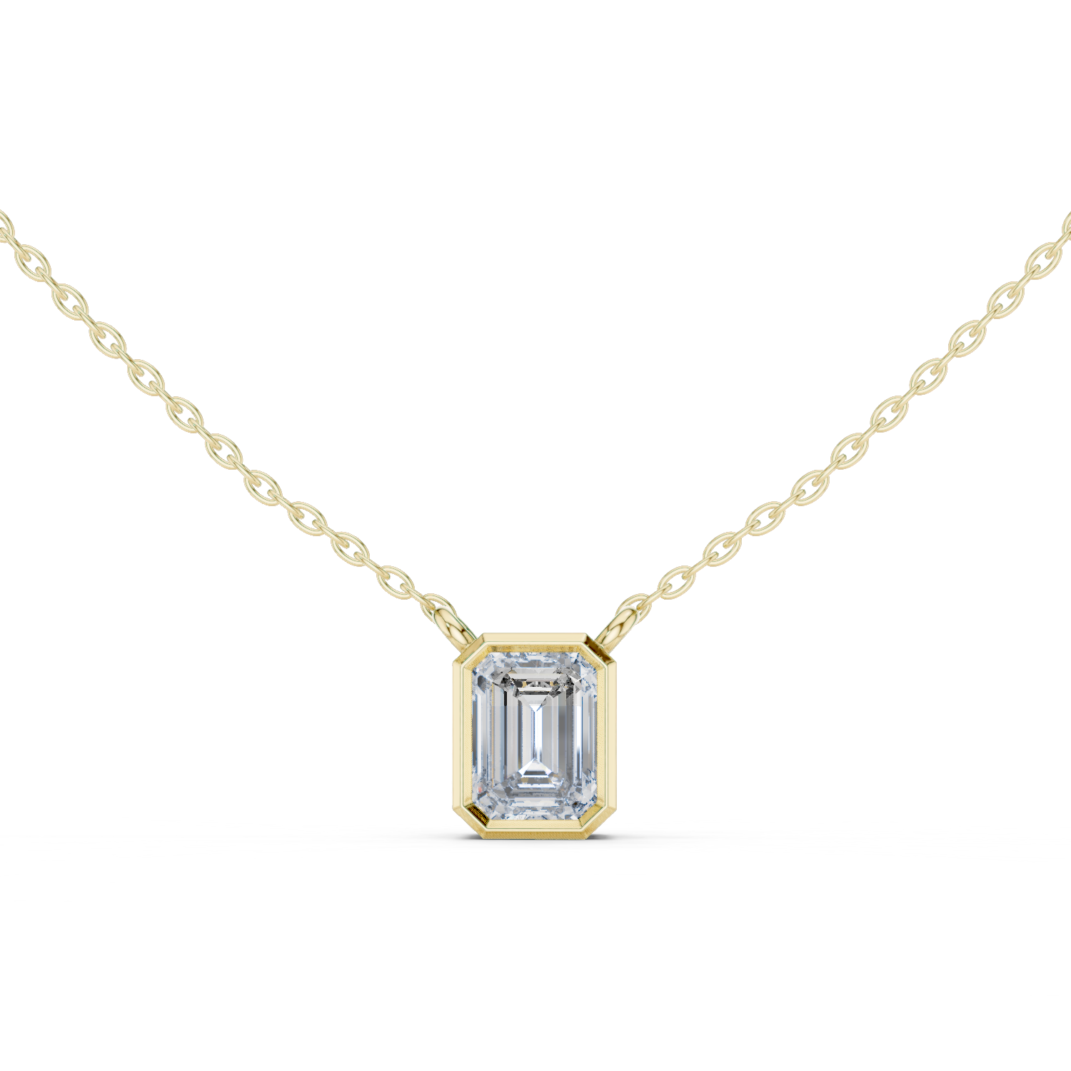Bezel Set Emerald lab Diamond Solitaire Pendant