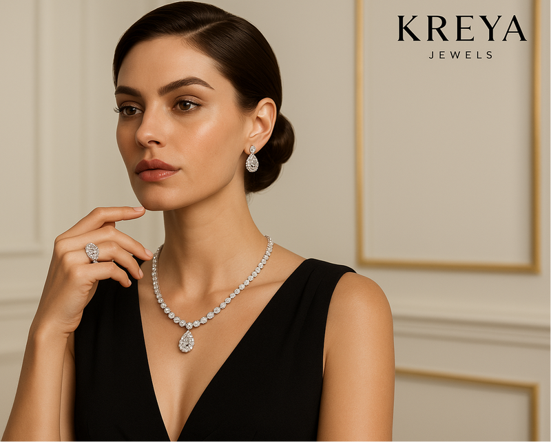 Kreya Jewels: Pioneering Lab Grown Diamond Brand

make a model image presenting this 
