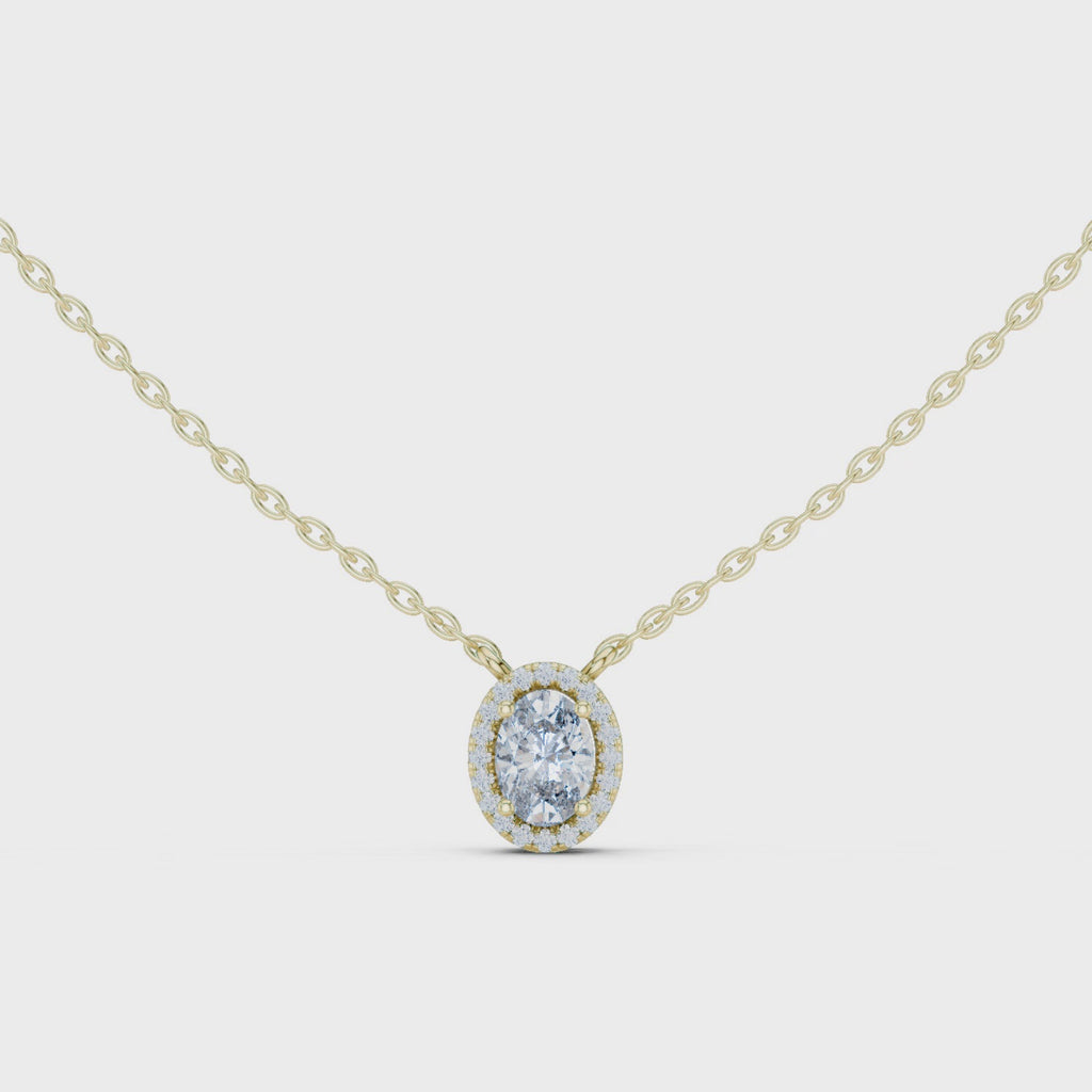 Fancy Oval Cut Halo Lab Diamond Pendant