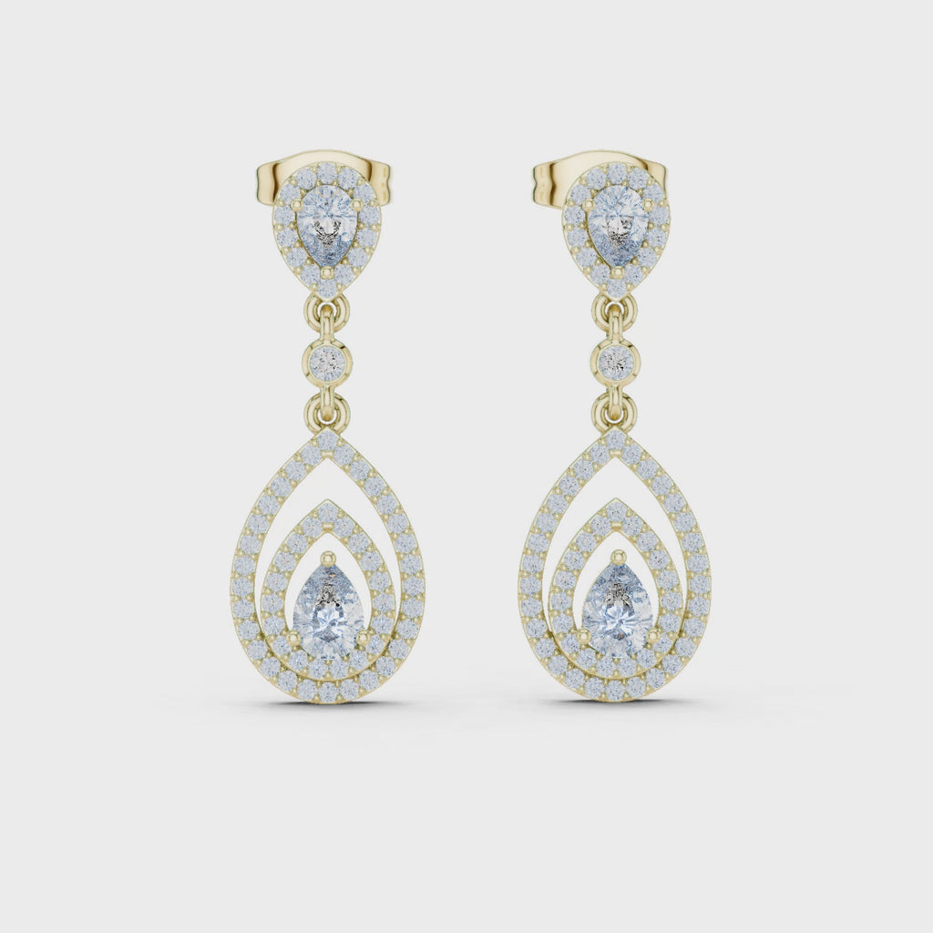 Classic Dangler Earrings With Pear Cut Diamond