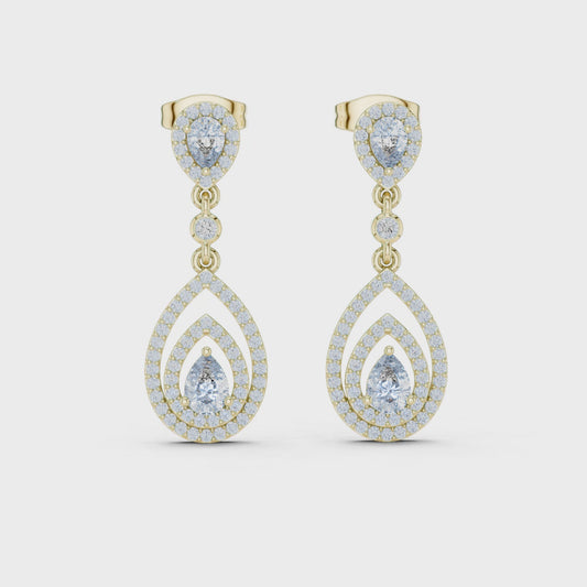 Classic Dangler Earrings With Pear Cut Diamond
