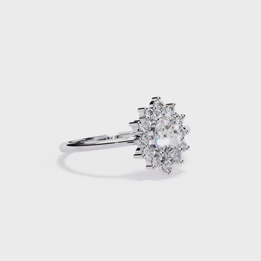 Oval Cut halo Lab Diamond Engagement Ring With Solid Gold