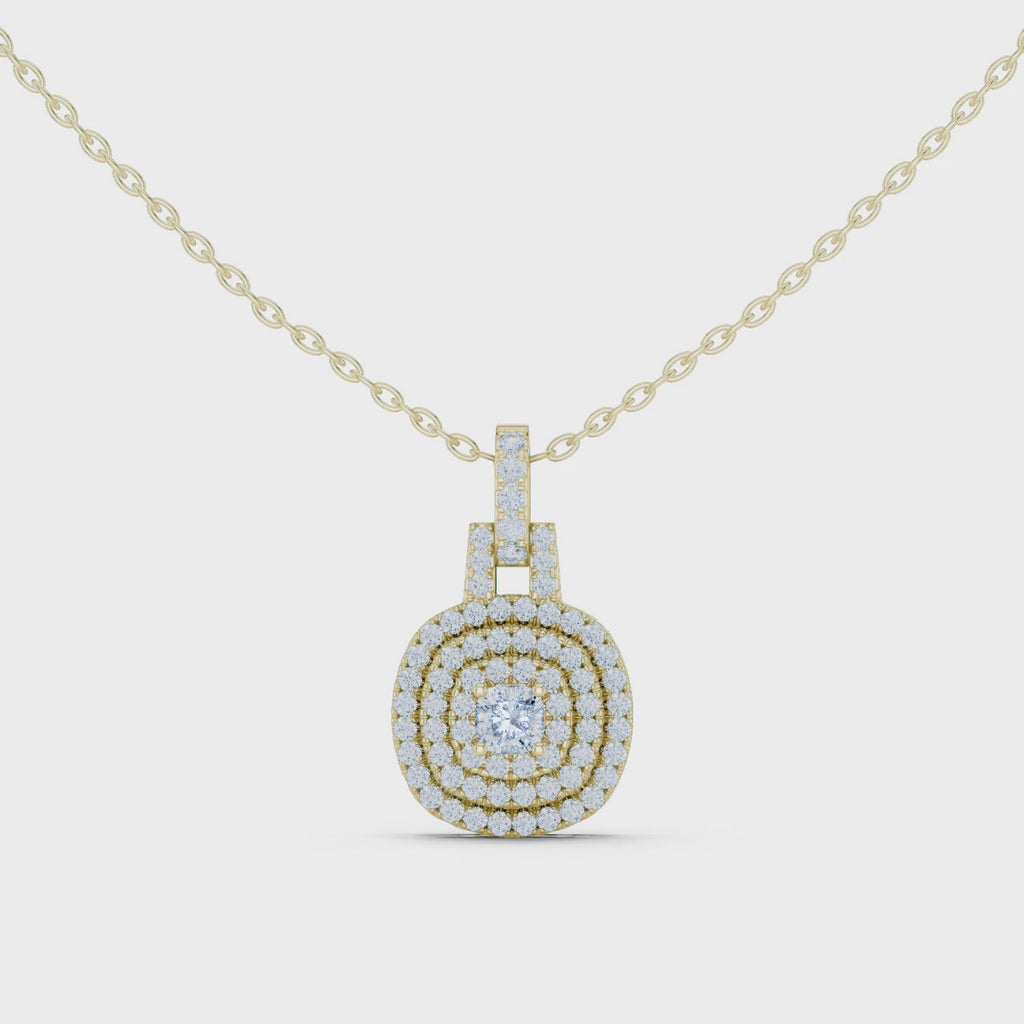 Vintage Halo Cushion Cut Lab Diamond Pendant