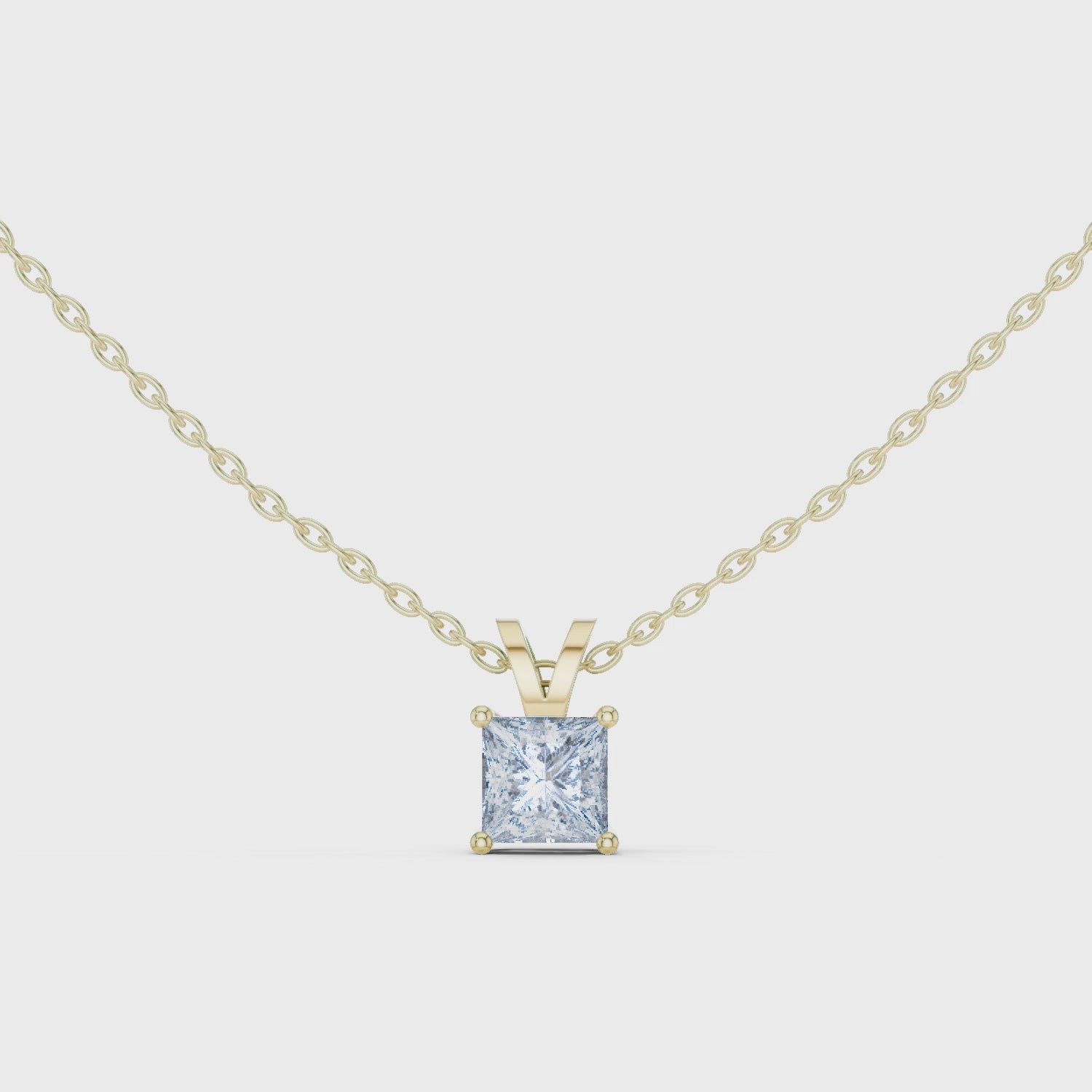 Princess Cut Solitaire Lab Diamond Pendant