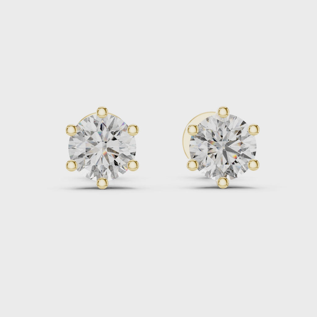 Six Prong Round Diamond Stud Earrings