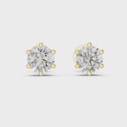Six Prong Round Diamond Stud Earrings