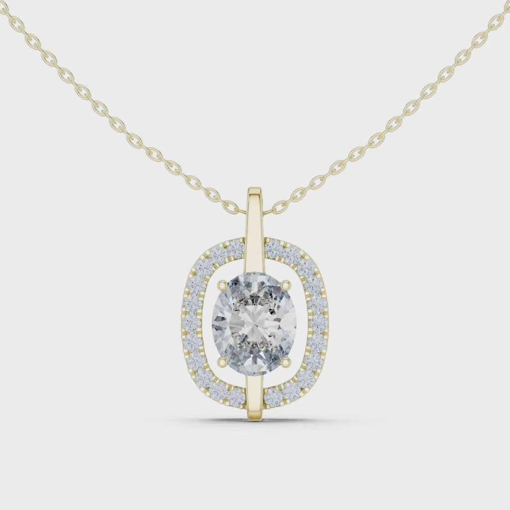 Oval Cut Lab Diamond Pendant With Halo Setting