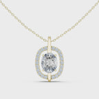Oval Cut Lab Diamond Pendant With Halo Setting