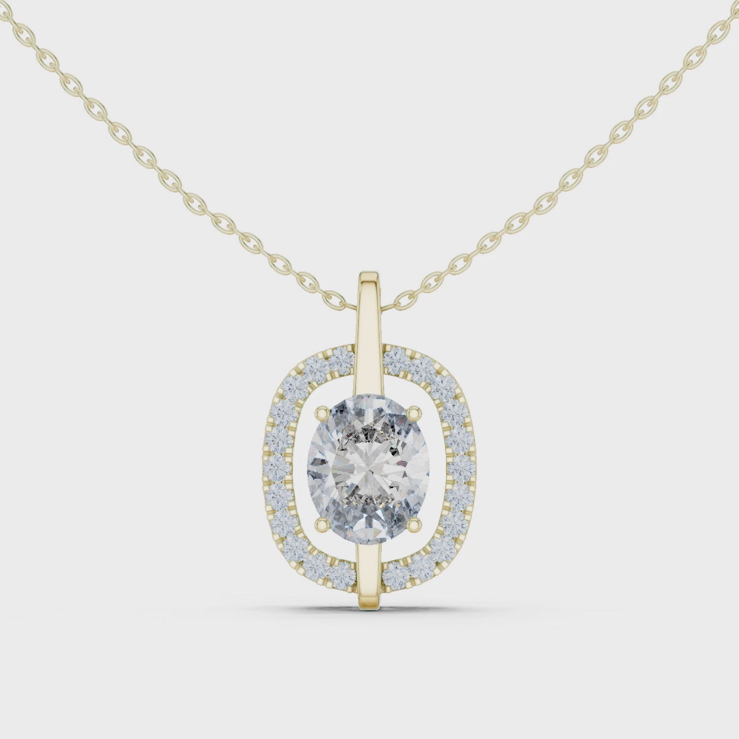 Oval Cut Lab Diamond Pendant With Halo Setting
