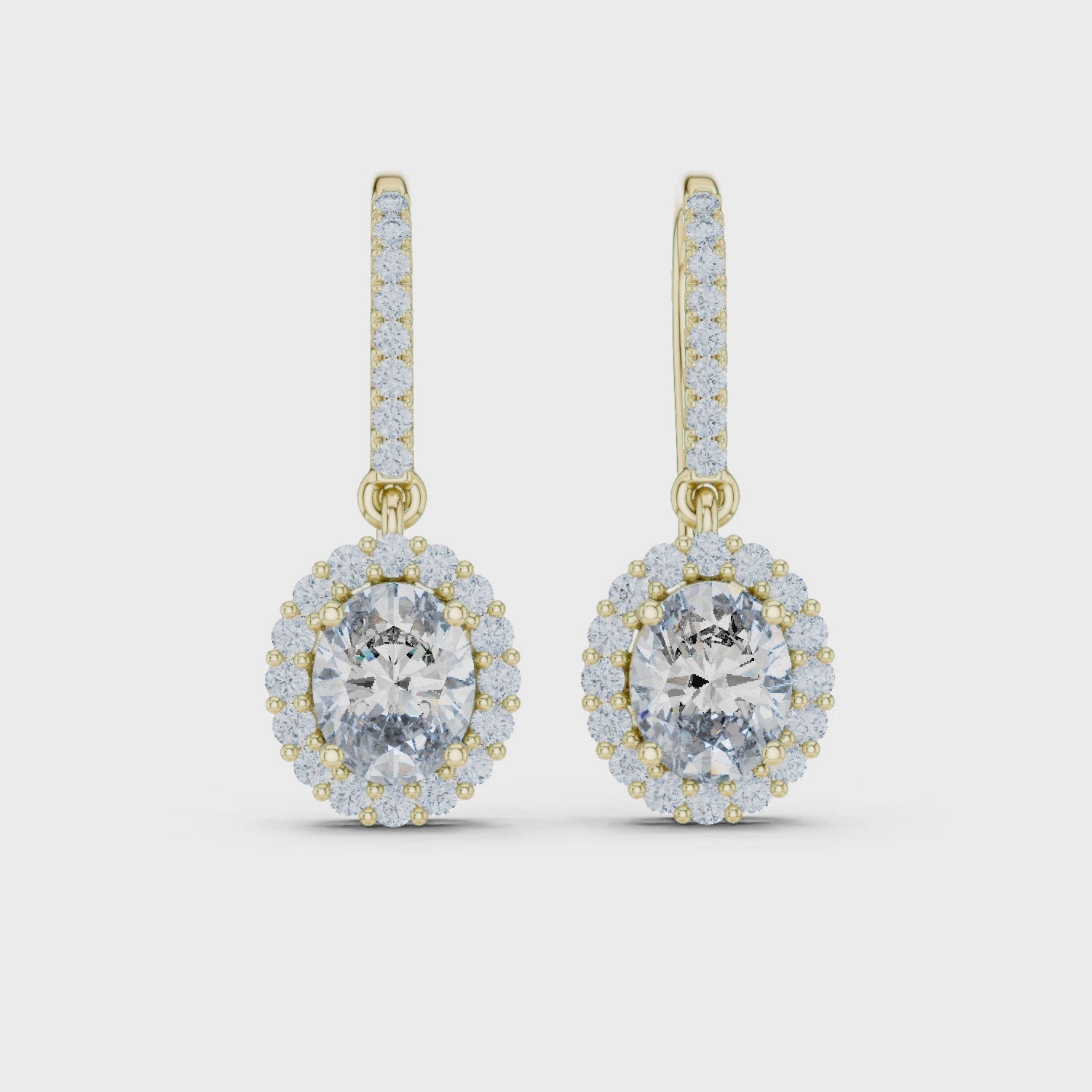 Modern Hook Earrings With Oval Cut Diamond