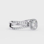 Cushion Cut Lab Diamond Split Shank Engagement Ring