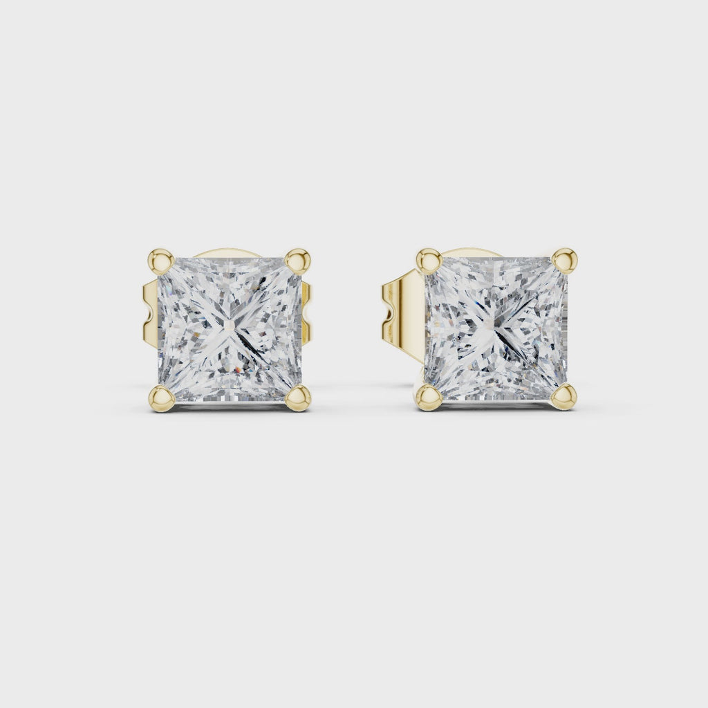 Princess Cut 1 Carat Diamond Stud Earrings