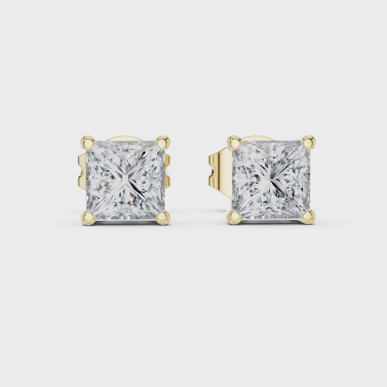 Princess Cut 1 Carat Diamond Stud Earrings