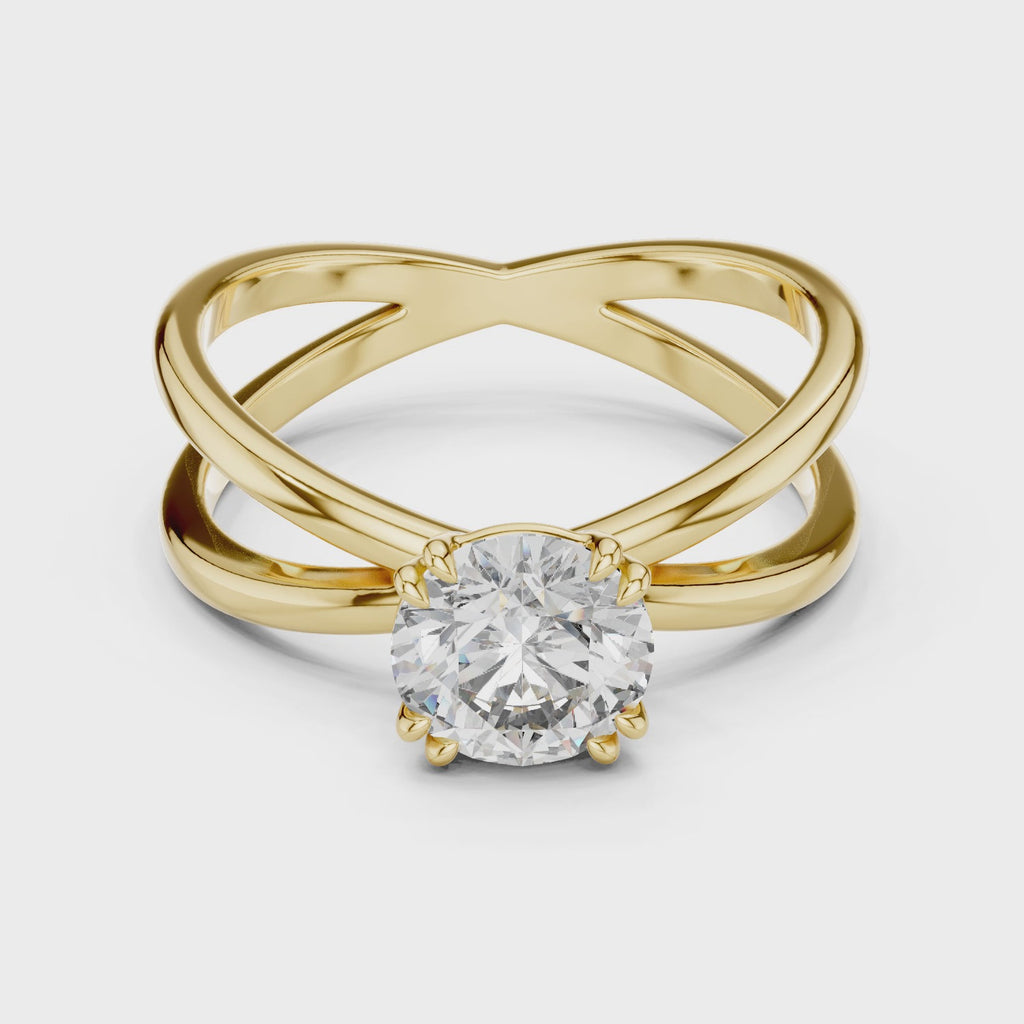 1 Carat Round Diamond Split Shank Engagement Ring