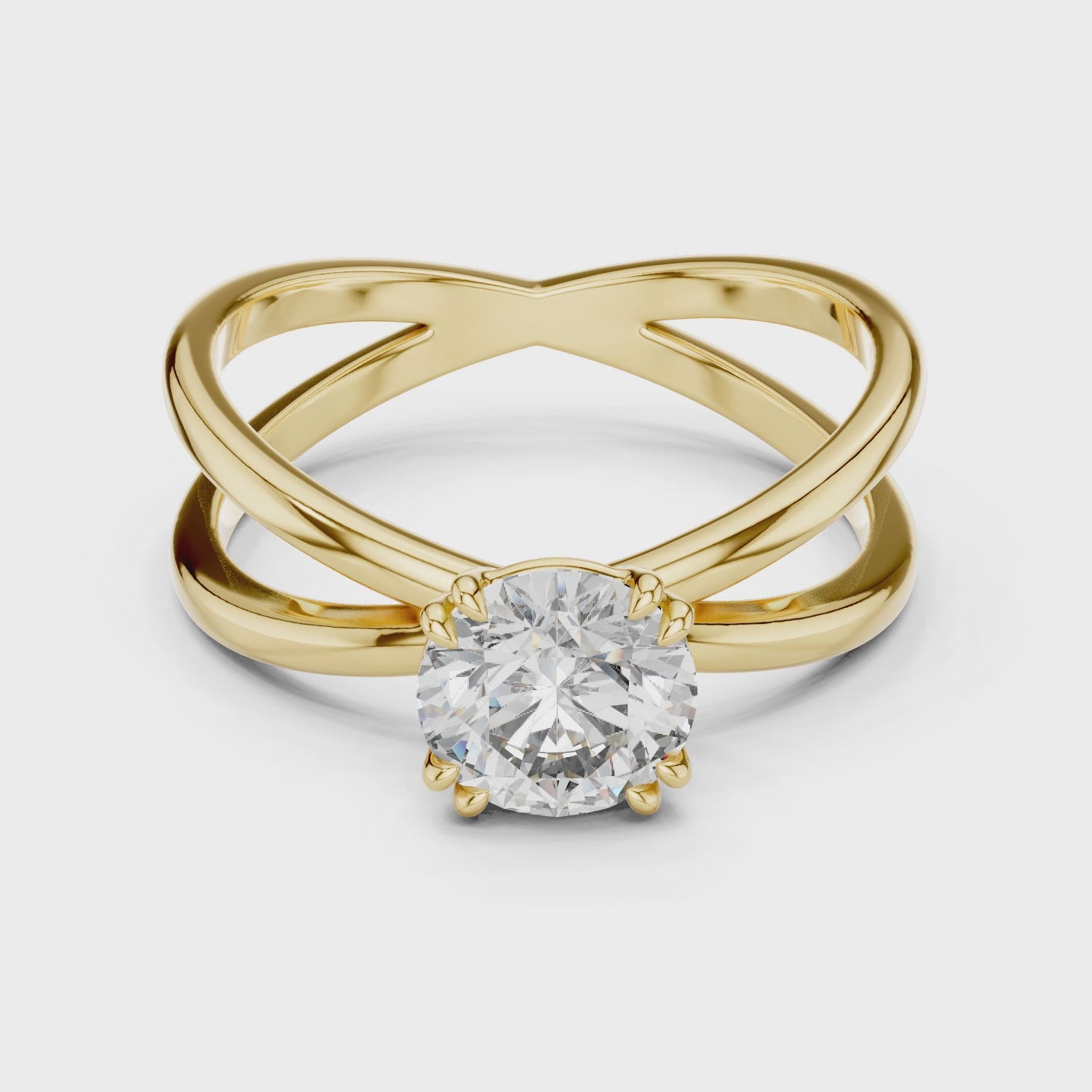 1 Carat Round Diamond Split Shank Engagement Ring
