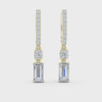 Baguette And Round Cut Lab Diamond Drop Earrings