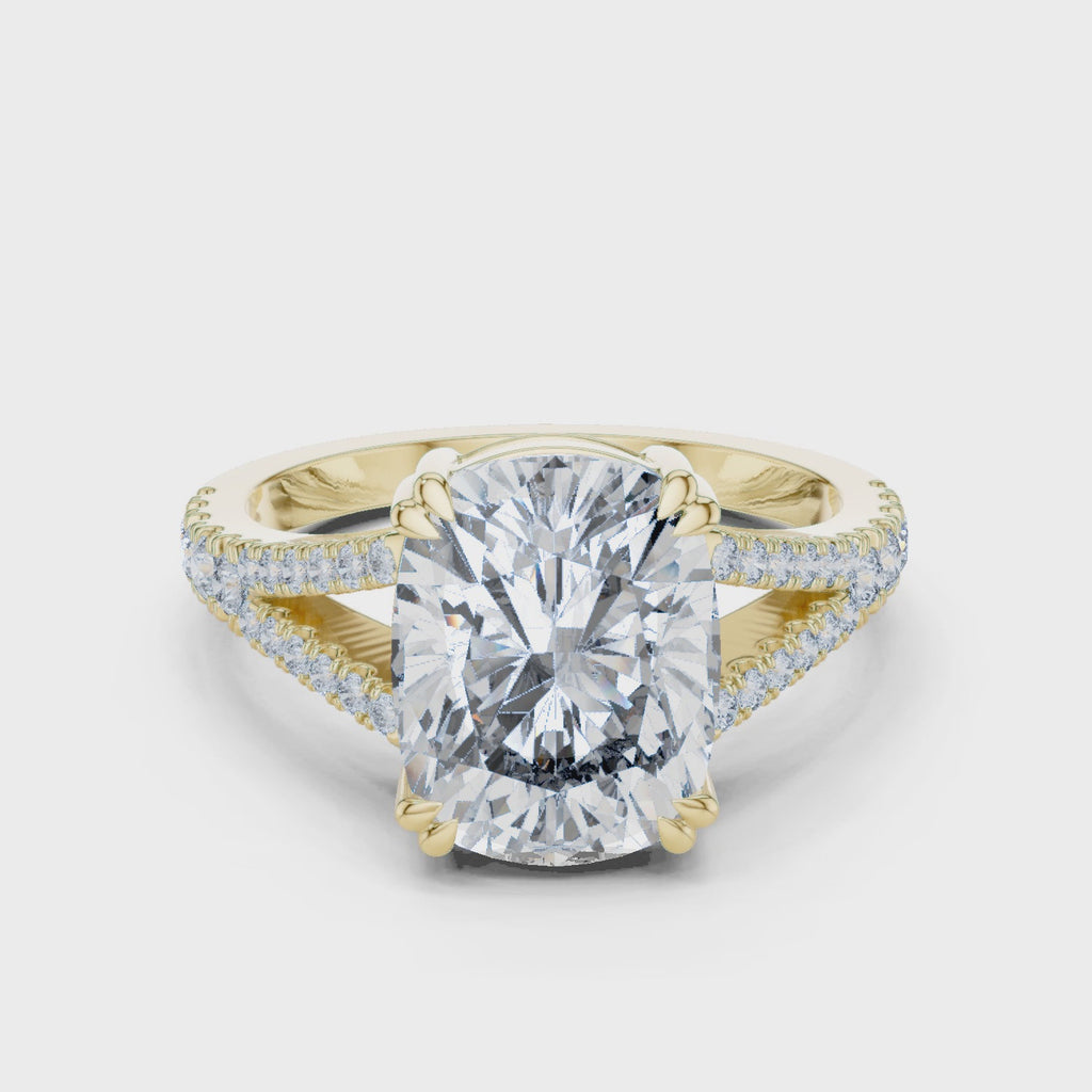 5 Carat Cushion Diamond Double Shank Engagement Ring