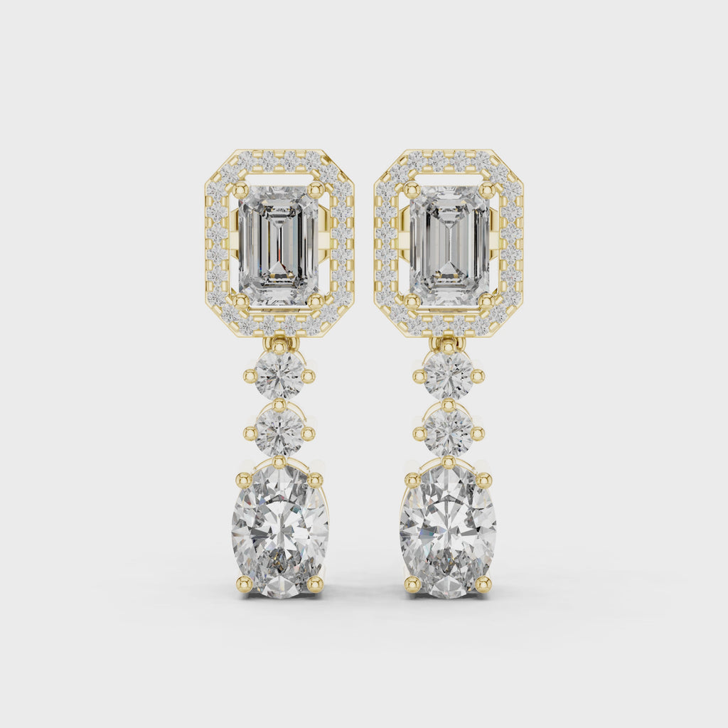 Multi Shape Diamond Drop Dangle Halo Earrings