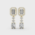 Multi Shape Diamond Drop Dangle Halo Earrings