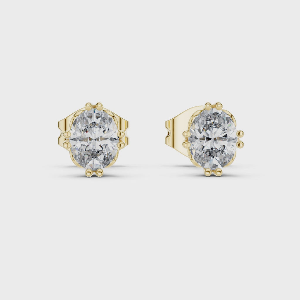 Oval Cut Lab DIamond Gold Stud Earrings