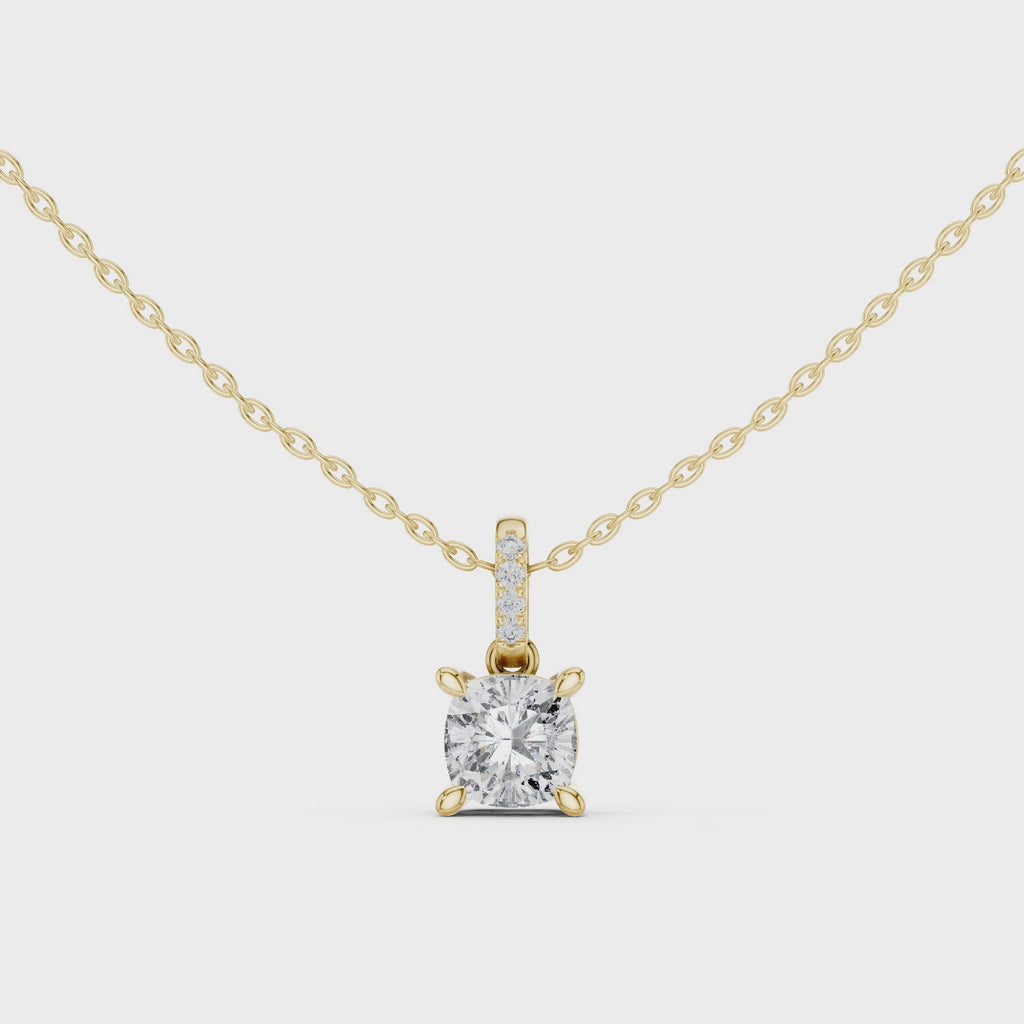 1.50 Carat Cushion Cut Solitaire Lab Diamond Pendant