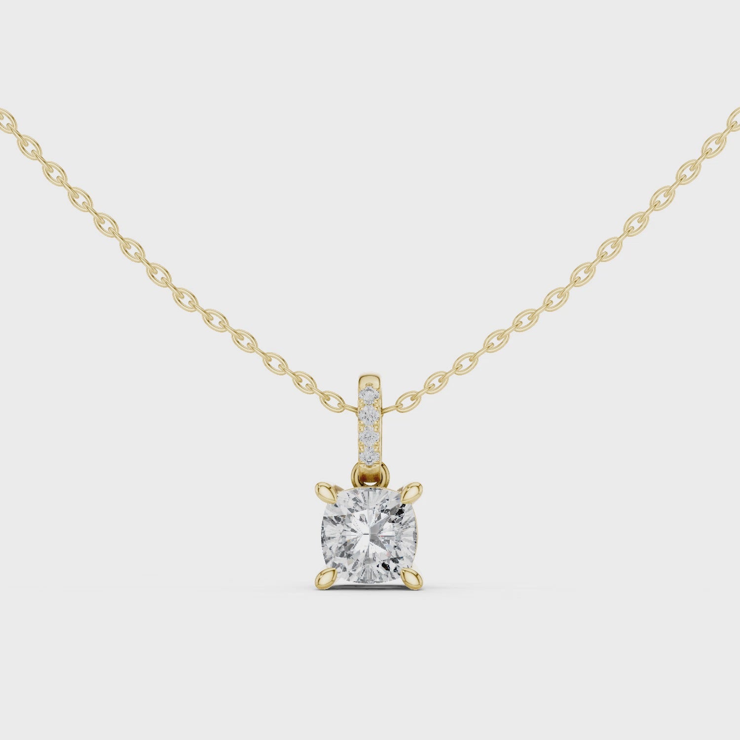 1.50 Carat Cushion Cut Solitaire Lab Diamond Pendant