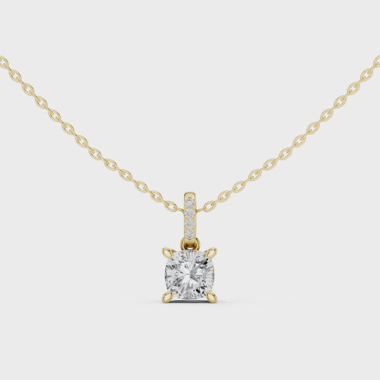 1.50 Carat Cushion Cut Solitaire Lab Diamond Pendant