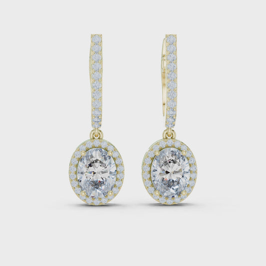 Trendy Lab Diamond Oval Cut Drop Earrings